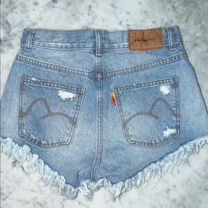 FARM Rio Light Blue Distressed Jean Shorts